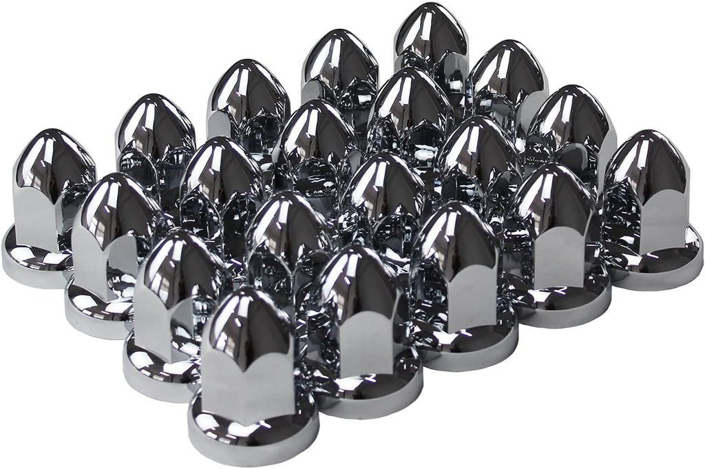 ABS Chrome Plastic 33mm Push-on Bullet Flanged Lug Nut Covers Pack of 40 N94107
