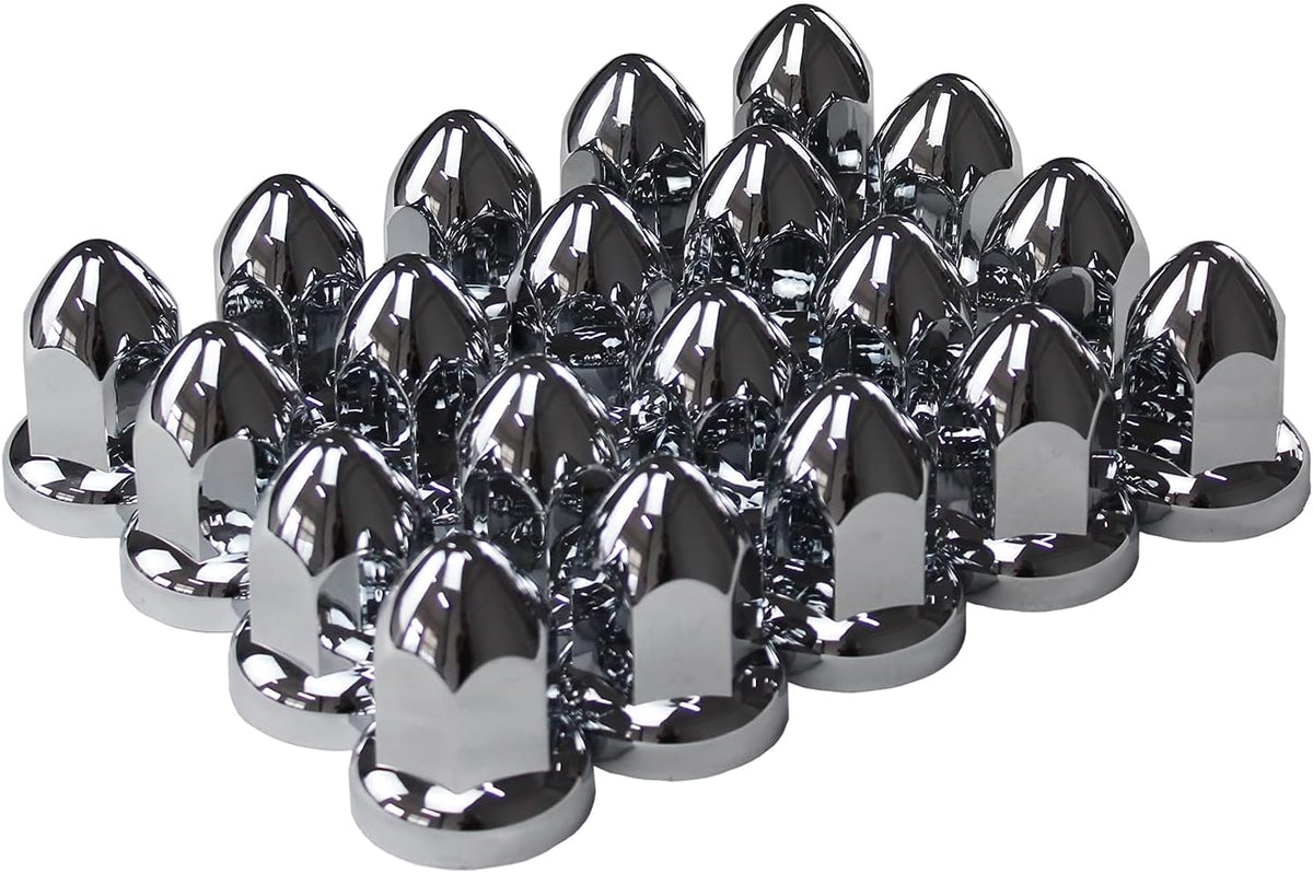 ABS Chrome Plastic 33mm Push-on Bullet Flanged Lug Nut Covers Pack of 40 N94107