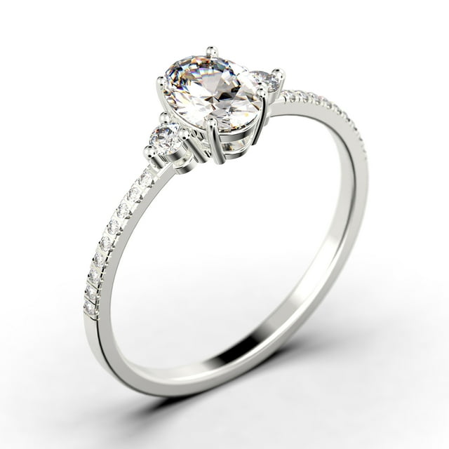 14K White Gold 3 Stone Diamond Ring X29012