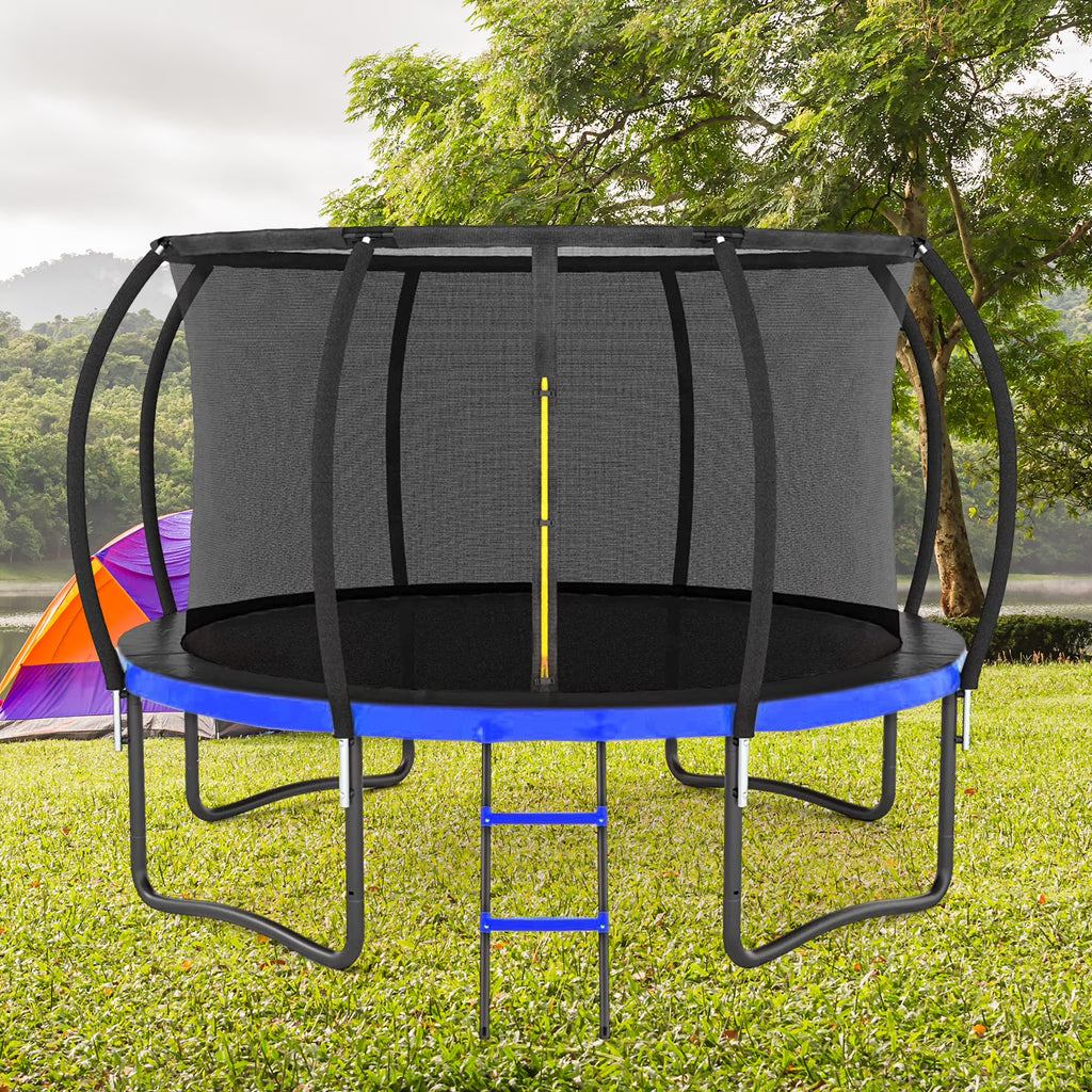 12 FT Outdoor Children's Trampoline with Safety Fence Net, Ladder, PVC Spring Cover Pad B13322