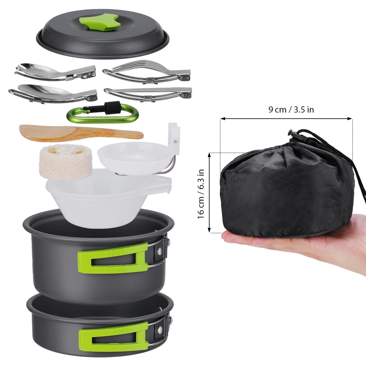 15 Pcs Non Stick Camping Cookware Set A283