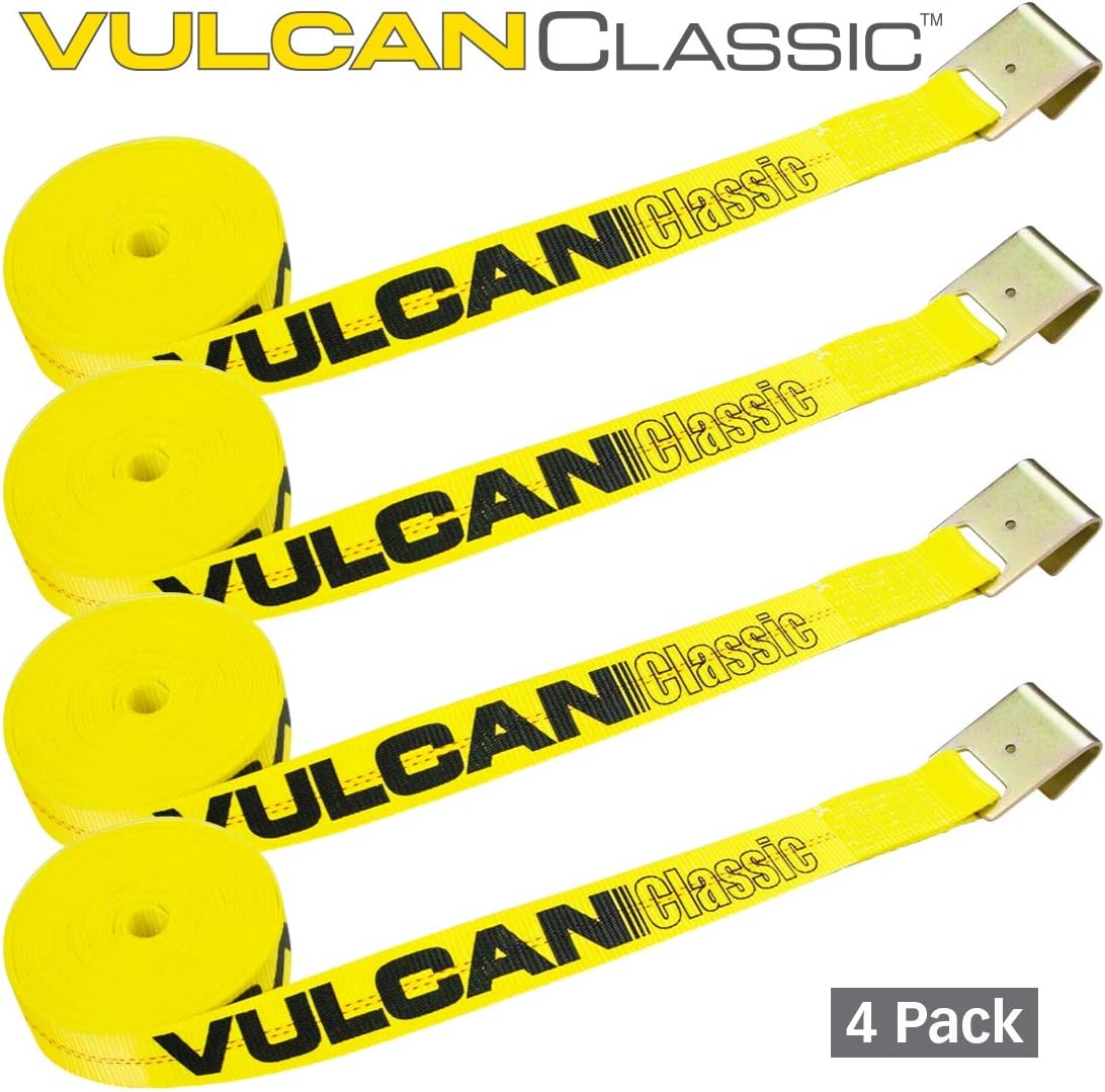 4 Pack 2 Inch x 27 Foot Yellow Winch Strap with Flat Hook D24628