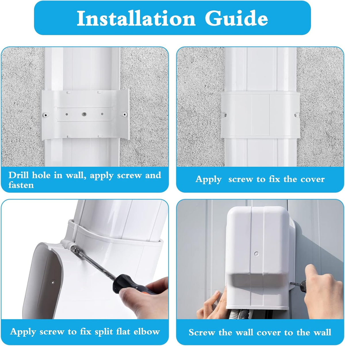 17Ft PVC Decorative Line Set Cover Kit for Ductless Mini Split Air Conditioners V241