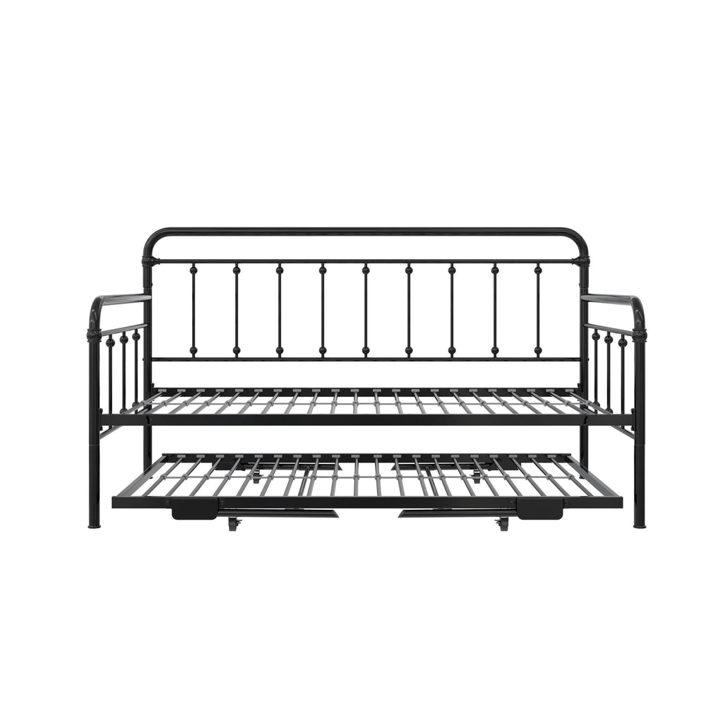 Twin Black Metal Daybed with Pop Up Trundle Bed A734