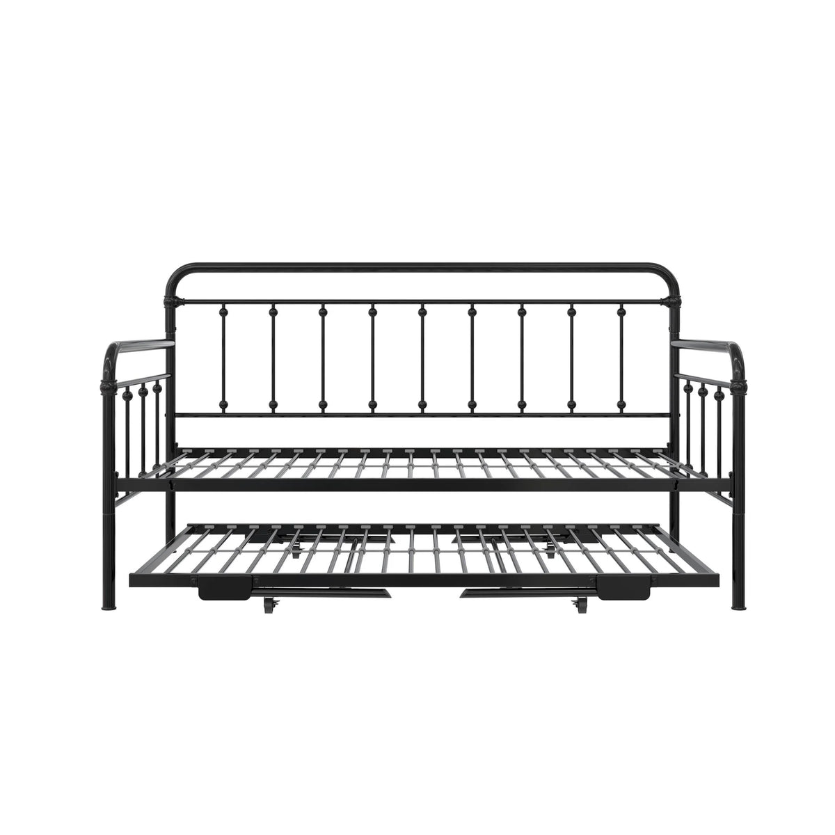 Twin Black Metal Daybed with Pop Up Trundle Bed A734