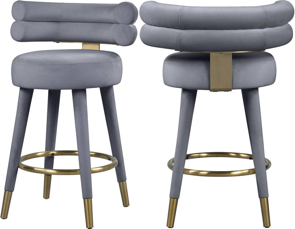 Gray Velvet Counter Stool (Set of 2) M88705