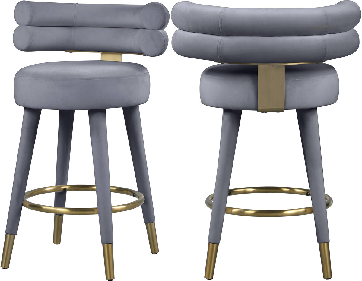 Gray Velvet Counter Stool (Set of 2) M88705