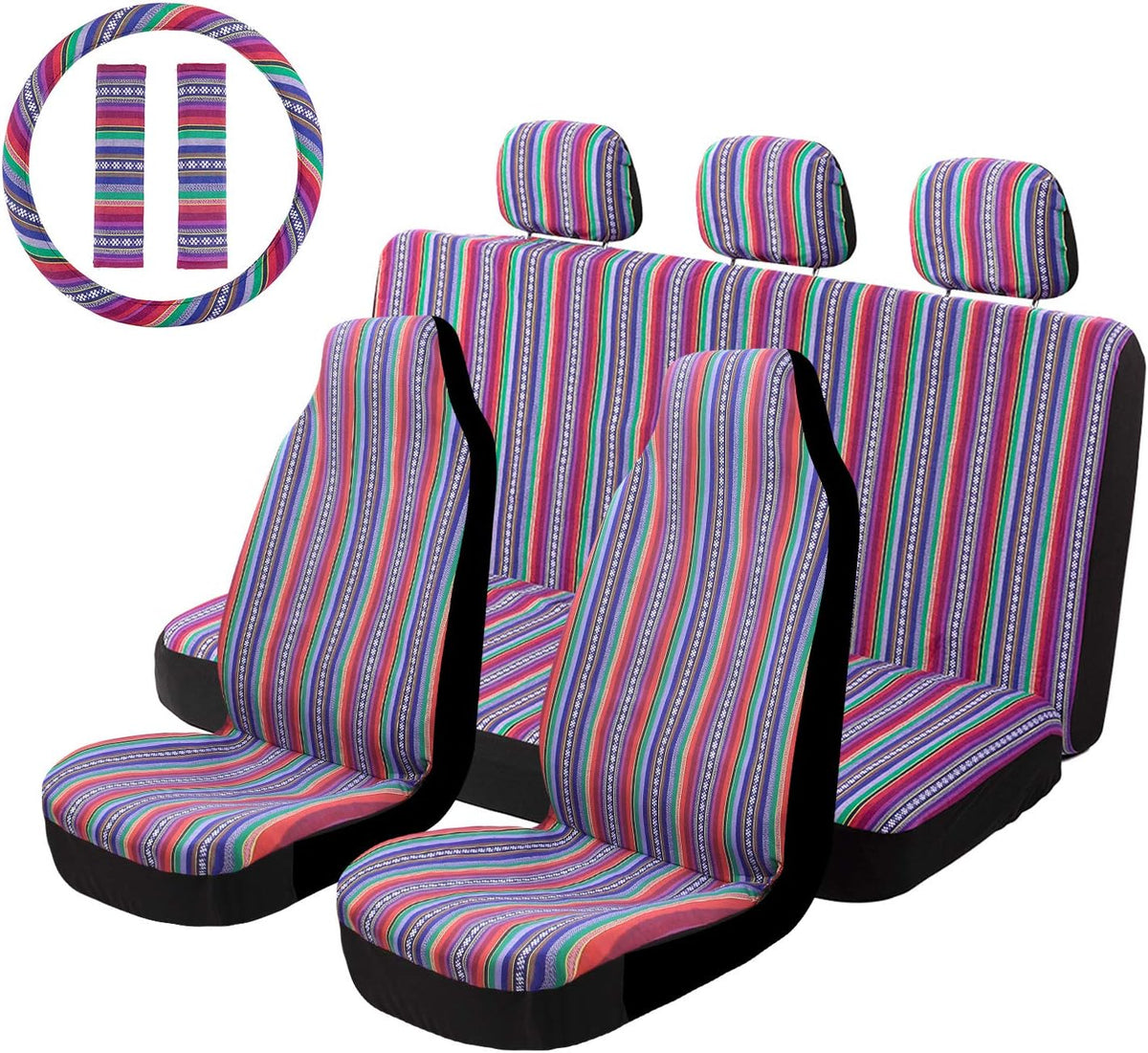 Beige Woven Seat Cover with Steering Wheel Cover R729541