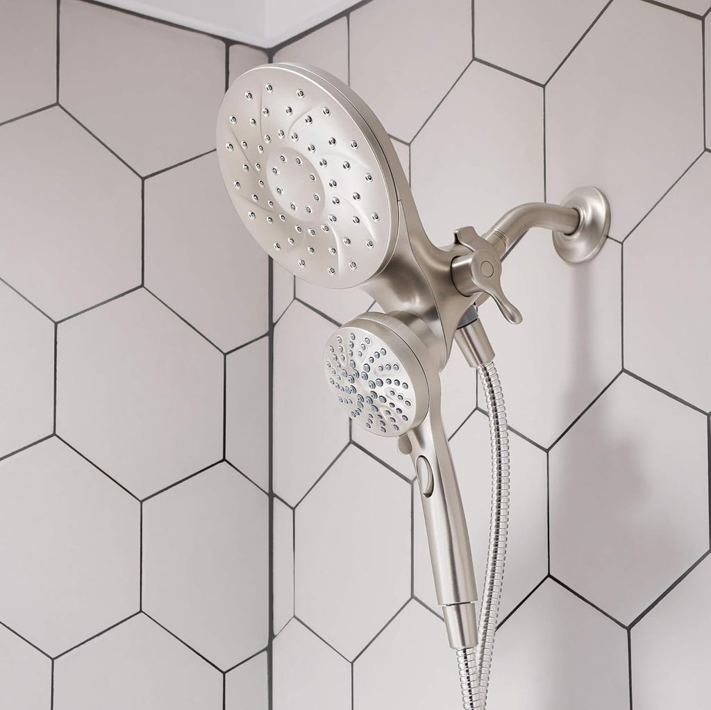 Spot Resist Brushed Nickel Handshower and Rainshower Combo F5146