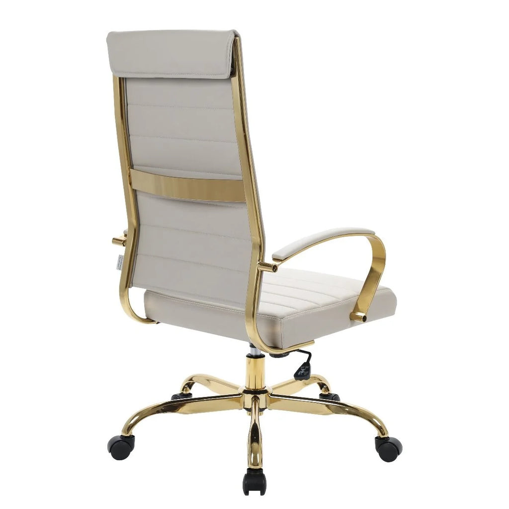Tan Leather Swivel Office Chair with Gold Frame Z23209