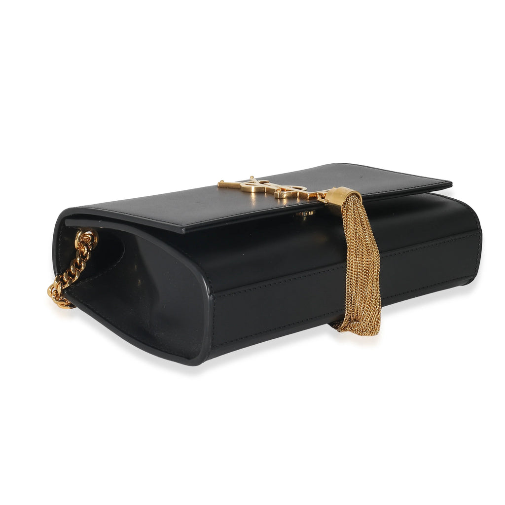 Black Smooth Leather Small Tassel Bag M8572