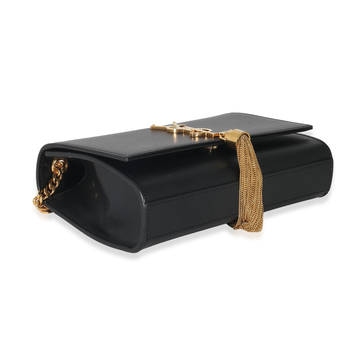Black Smooth Leather Small Tassel Bag M8572
