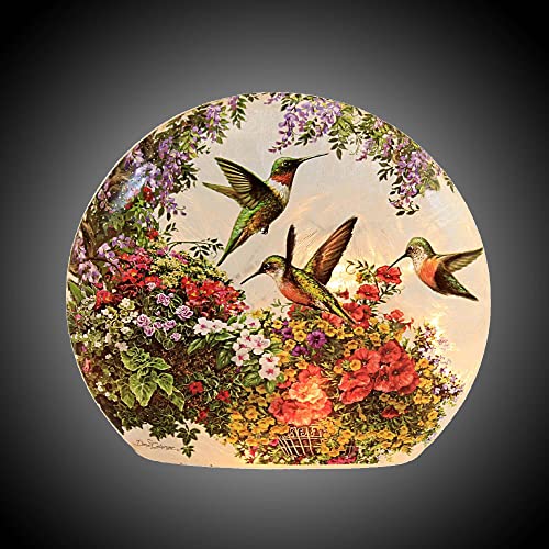 Coral Glass Hummingbirds Flowers Electric Orb, 7.0 inch E33533