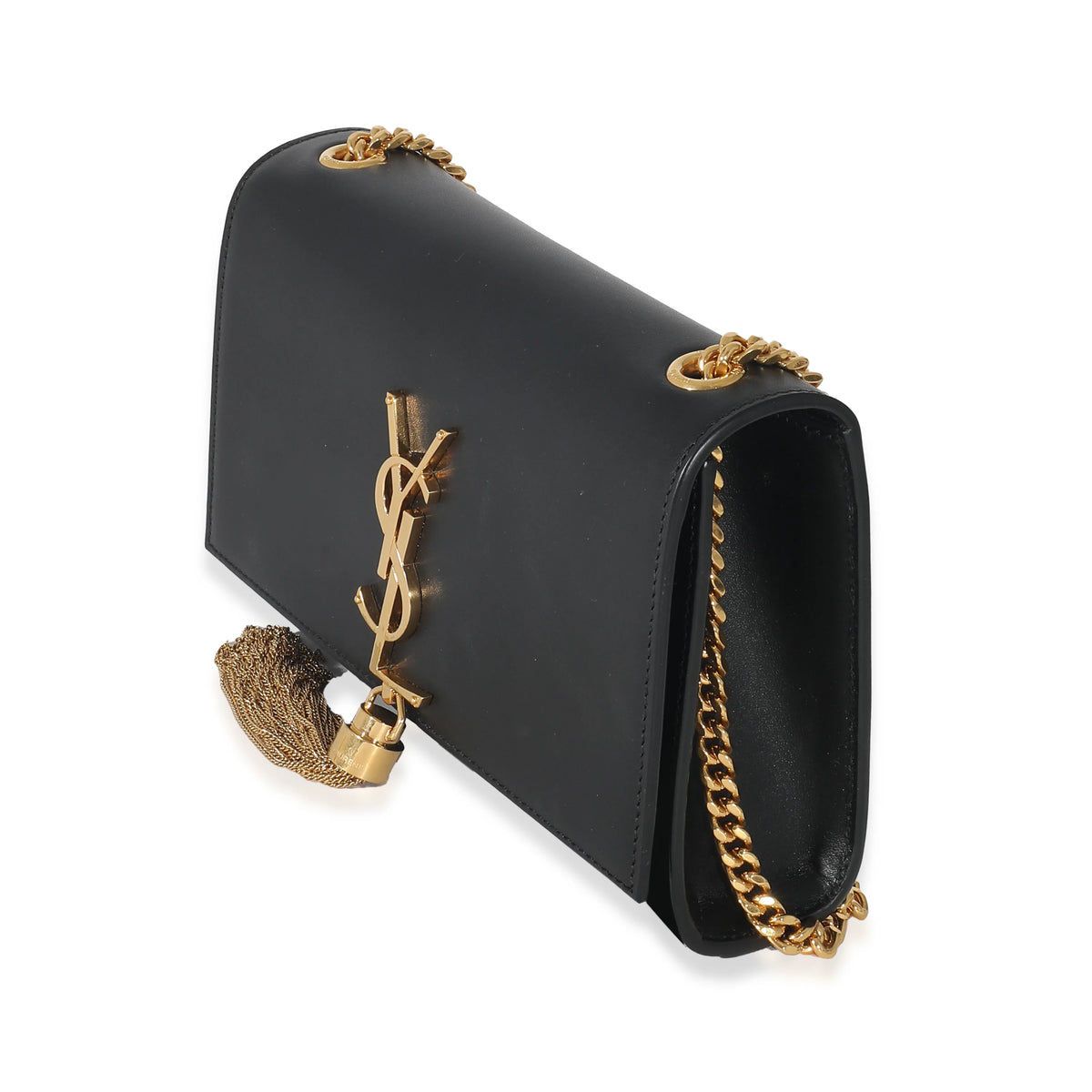 Black Smooth Leather Small Tassel Bag M8572