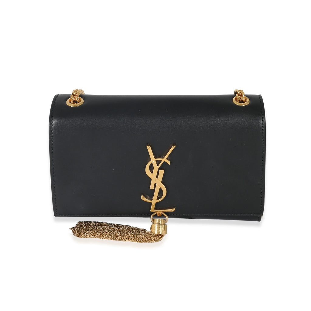 Black Smooth Leather Small Tassel Bag M8572