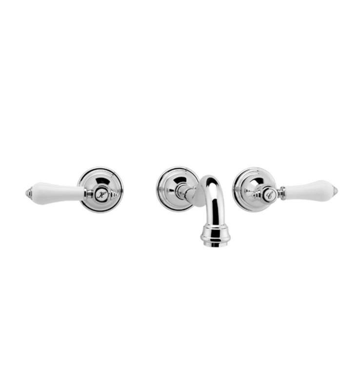 Double Handle Wall Mount Widespread Bathroom Sink Faucet O484