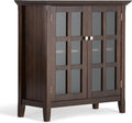 Solid Wood Low Storage Cabinet with 2 Doors and 2 Adjustable Shelves B222181