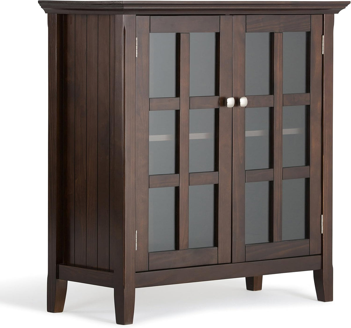 Solid Wood Low Storage Cabinet with 2 Doors and 2 Adjustable Shelves B222181