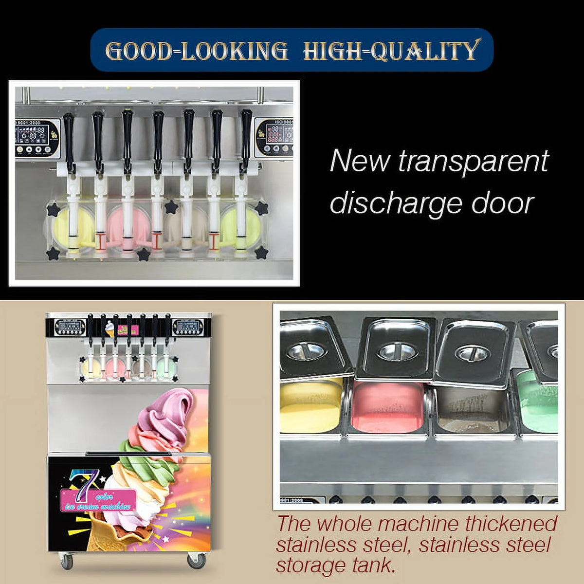 Soft Serve Ice Cream Machine with Transparent Dispenser P3300