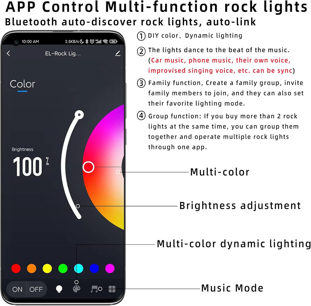 8 Pods RGB LED Rock Lights Kit, Multi Color Waterproof Underglow Kit U178524