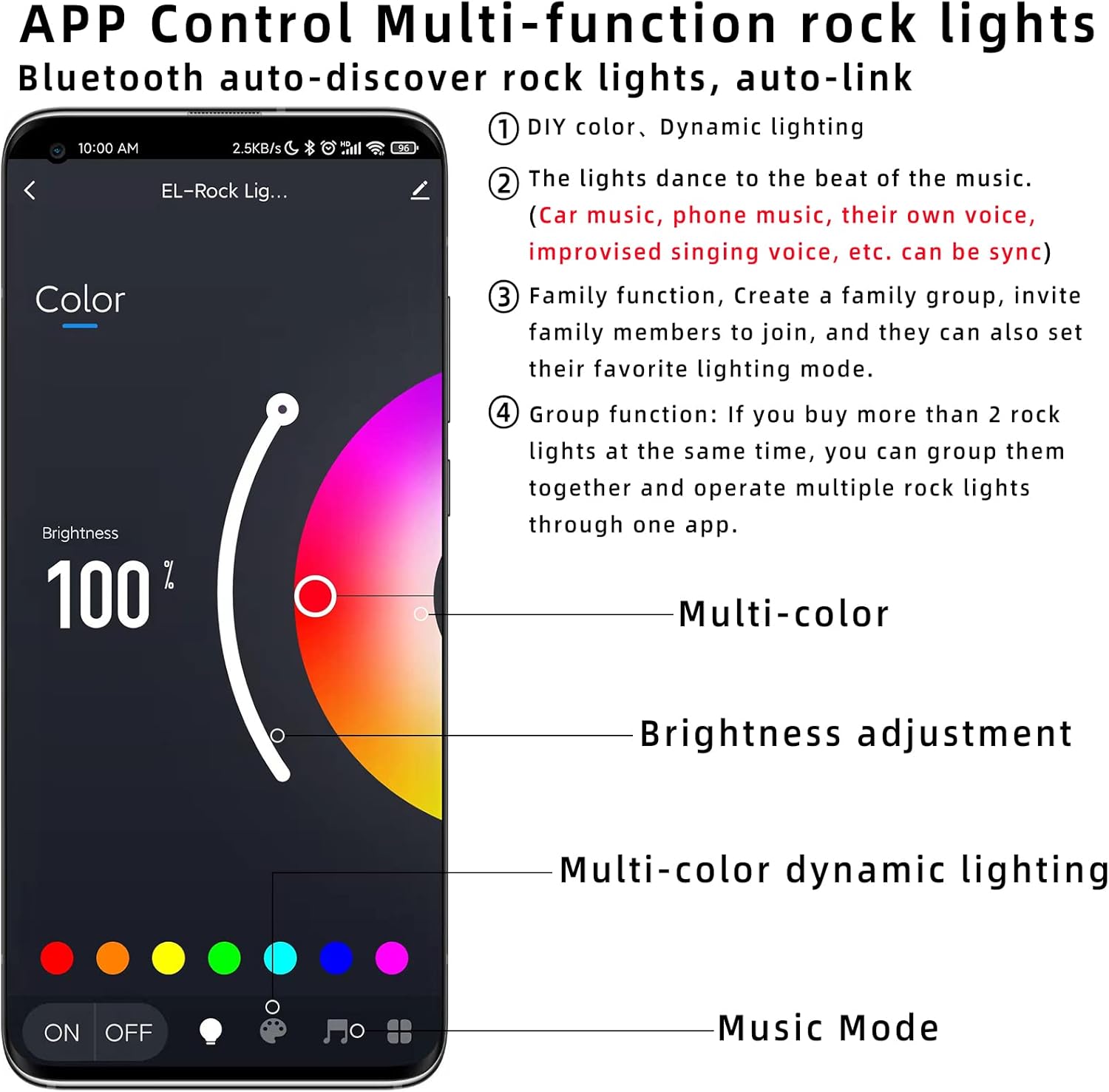 8 Pods RGB LED Rock Lights Kit, Multi Color Waterproof Underglow Kit U178524