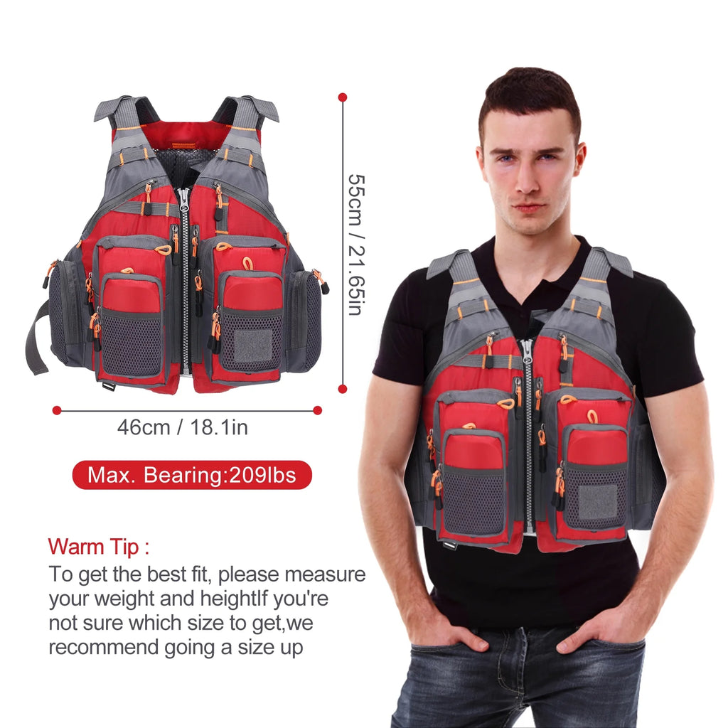 209lb Breathable Padded Polyester Mesh Fishing Life Vest W830006