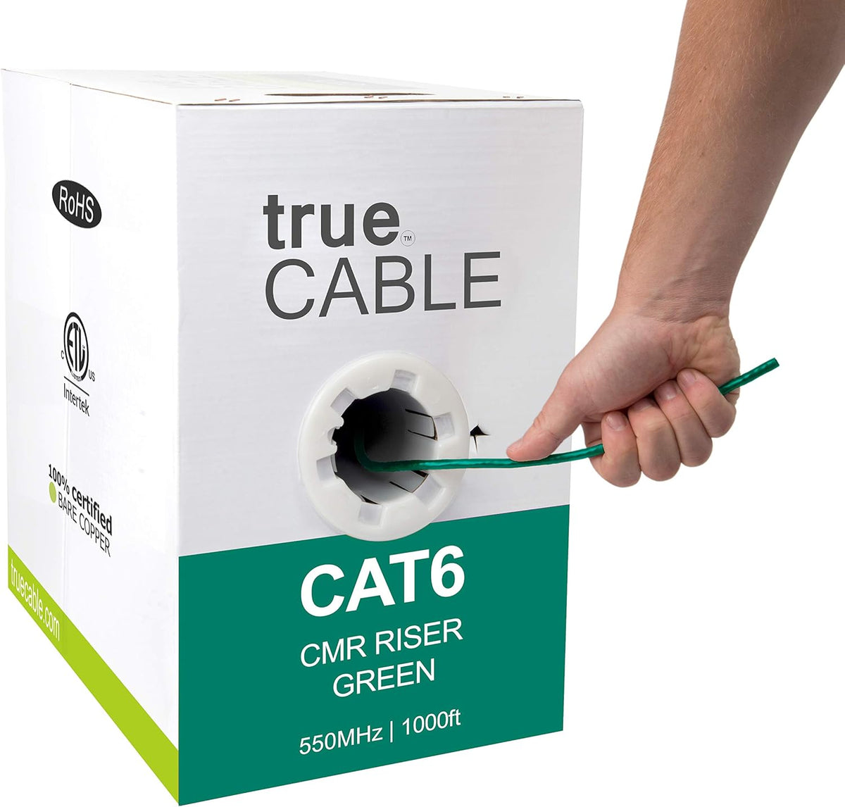Cat6 Riser 1000ft Yellow 23AWG 4 Pair Solid Bare Copper Bulk Ethernet Cable D215