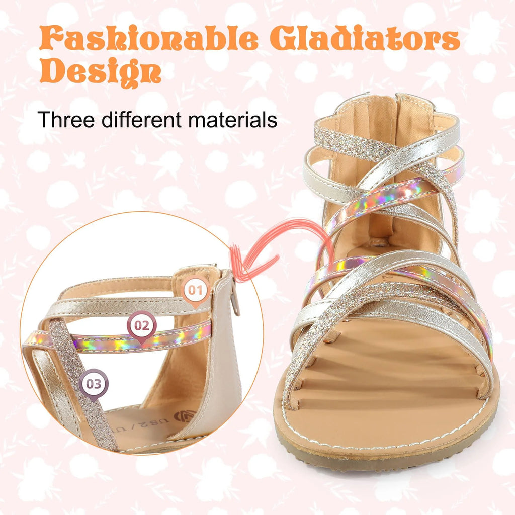 Gold Open Toe Gladiator Sandals V884131