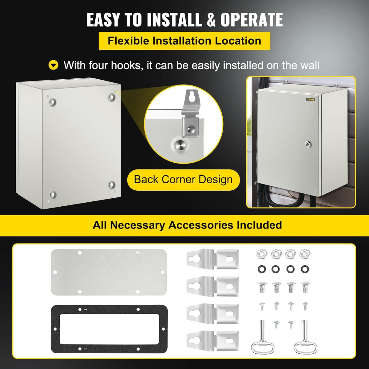 16 x 12 x 8'' NEMA 4X Steel Electrical Box with Mounting Plate L742640