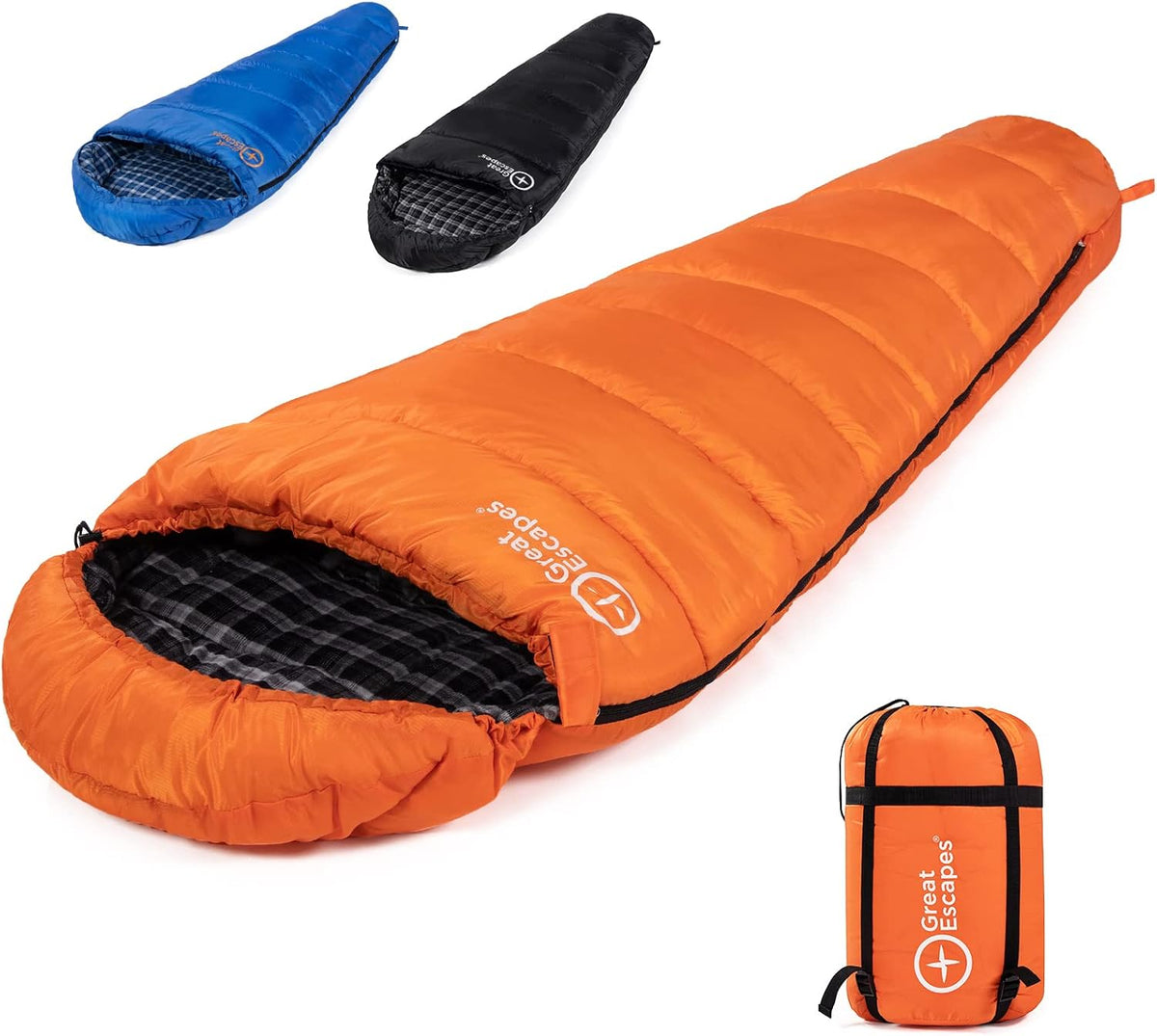 Cotton Flannel Mummy Sleeping Bag with Compression Sack D447747