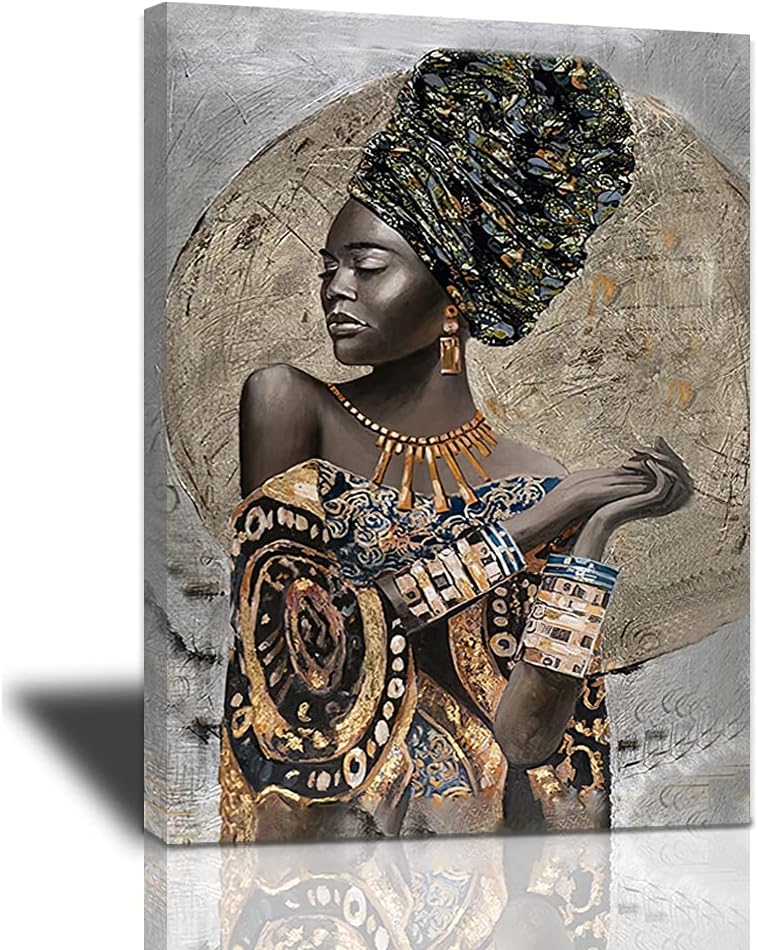 African American Woman Portrait Canvas Artwork 20x24inch V3955