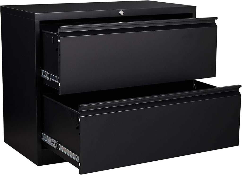 White 2 Drawer Metal Lateral File Cabinet with Lock F89190