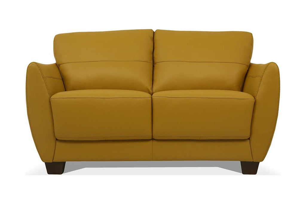 Mustard & Black Leather Love Seat H99431