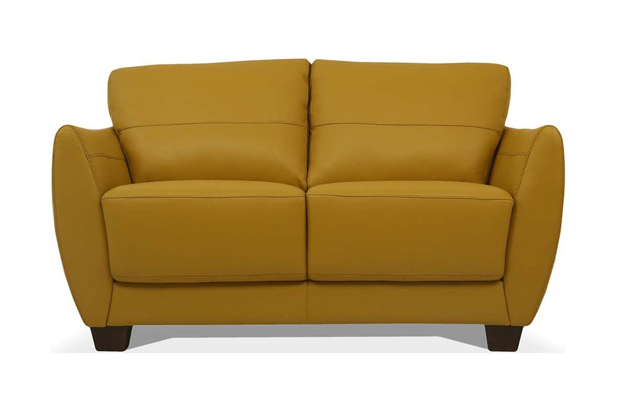 Mustard & Black Leather Love Seat H99431
