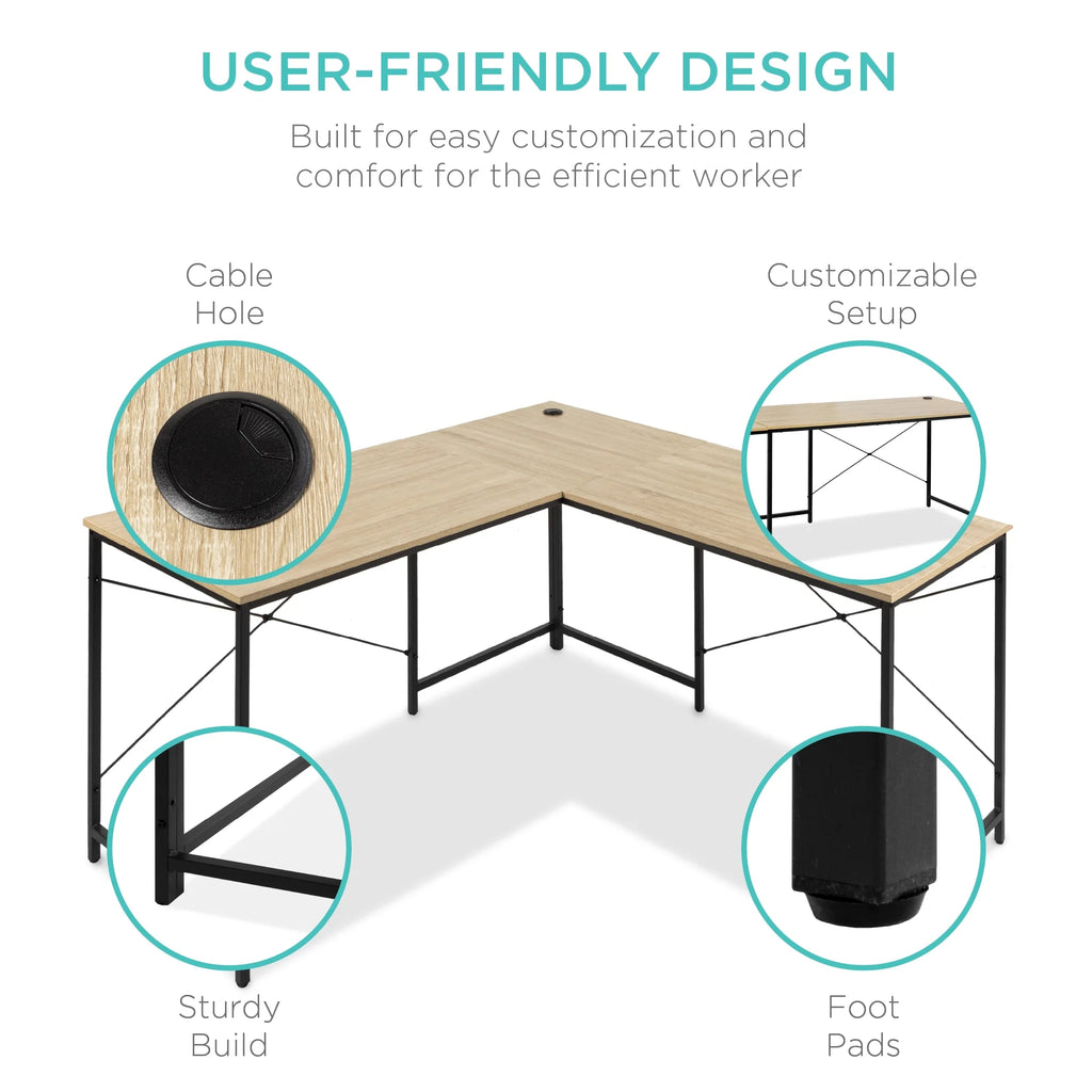 Oak/Black Modular L-Shaped Desk T75034