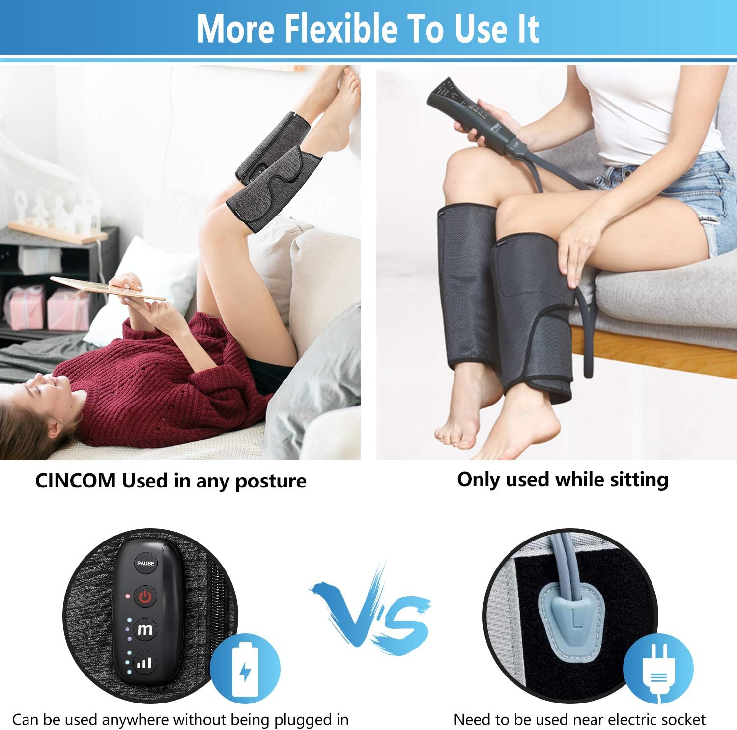 Rechargeable Air Compression Calf Massager (A Pair) E1717