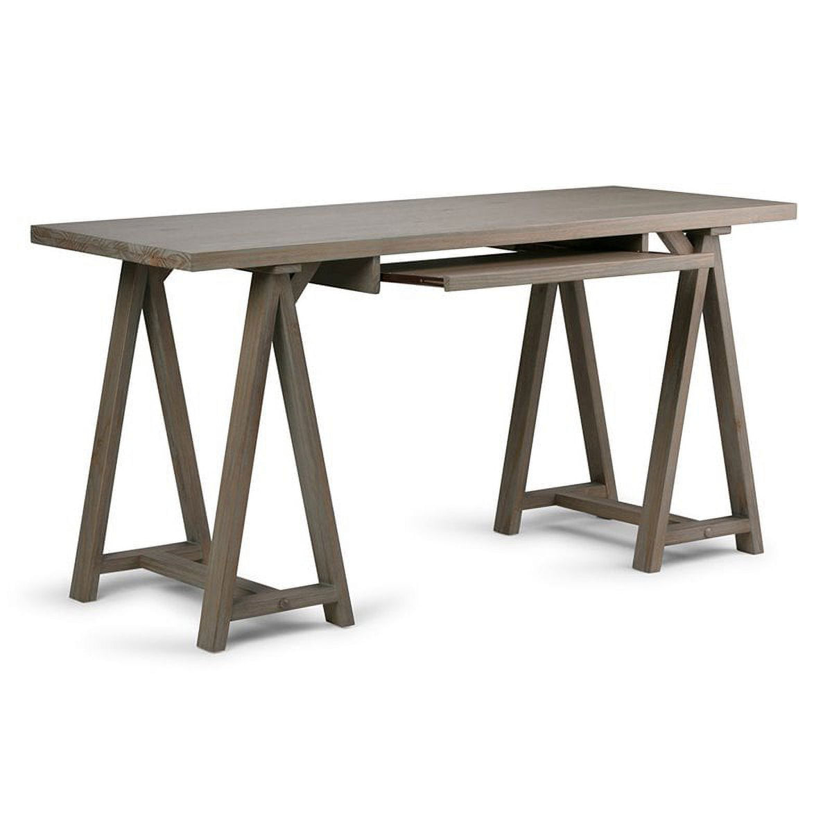 Rustic Solid Wood Computer Desk in Distressed Gray M862