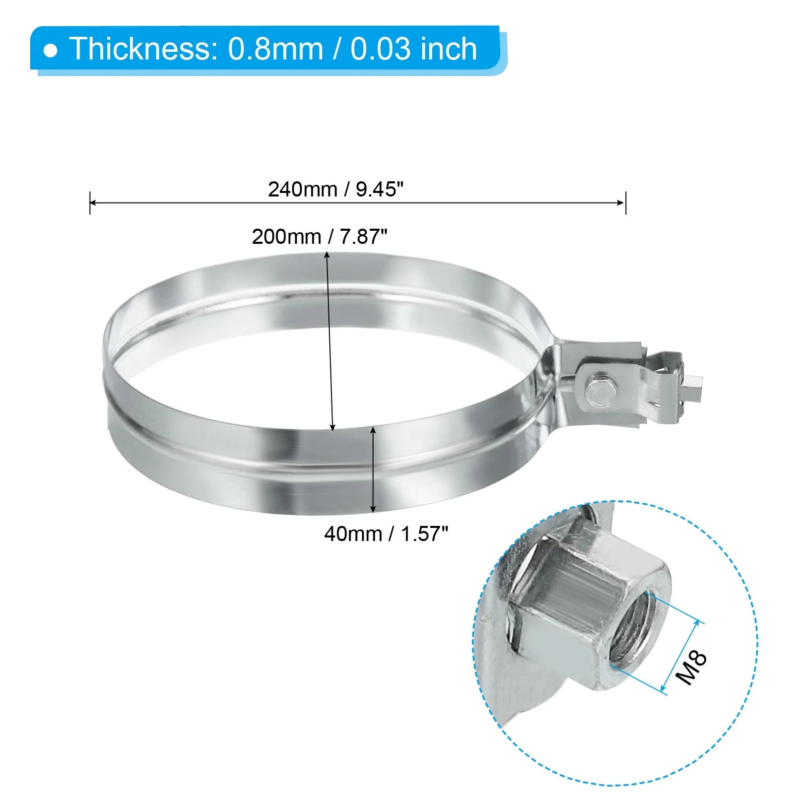 2Pcs Galvanized Steel Worm Gear Duct Clamps Y88891