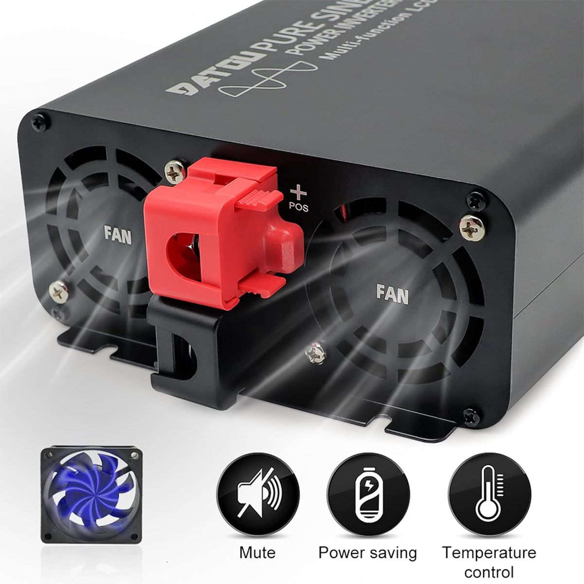 1000W Pure Sine Wave Power Inverter DC 12V to 110V AC with Remote Control and LCD Display F268362