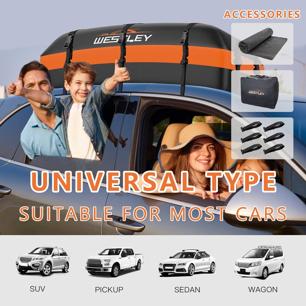 15 Cubic Feet Waterproof Rooftop Cargo Carrier with Storage Bag V6462