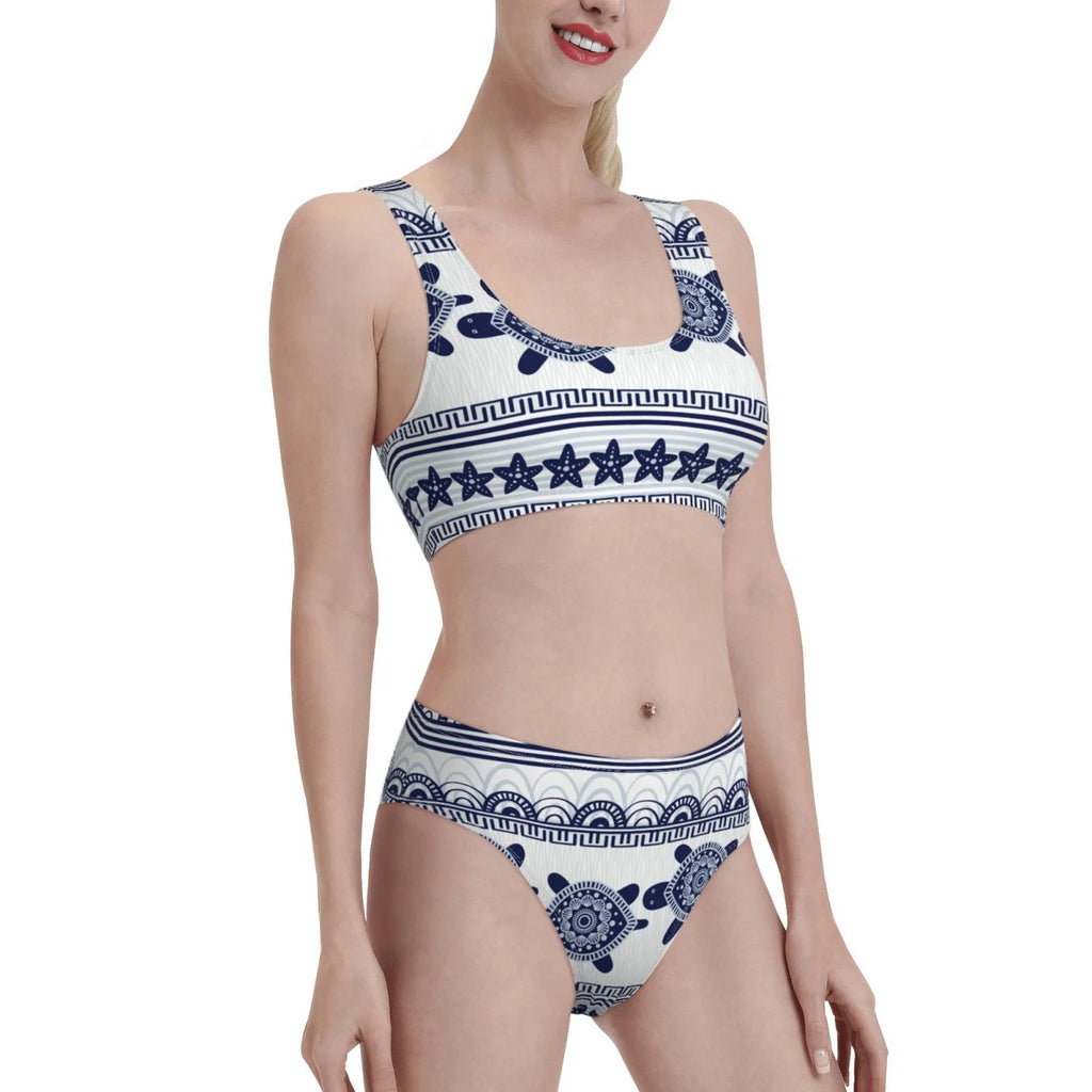High Waisted Bikini Sets with Removable Soft Chest Pad C363899