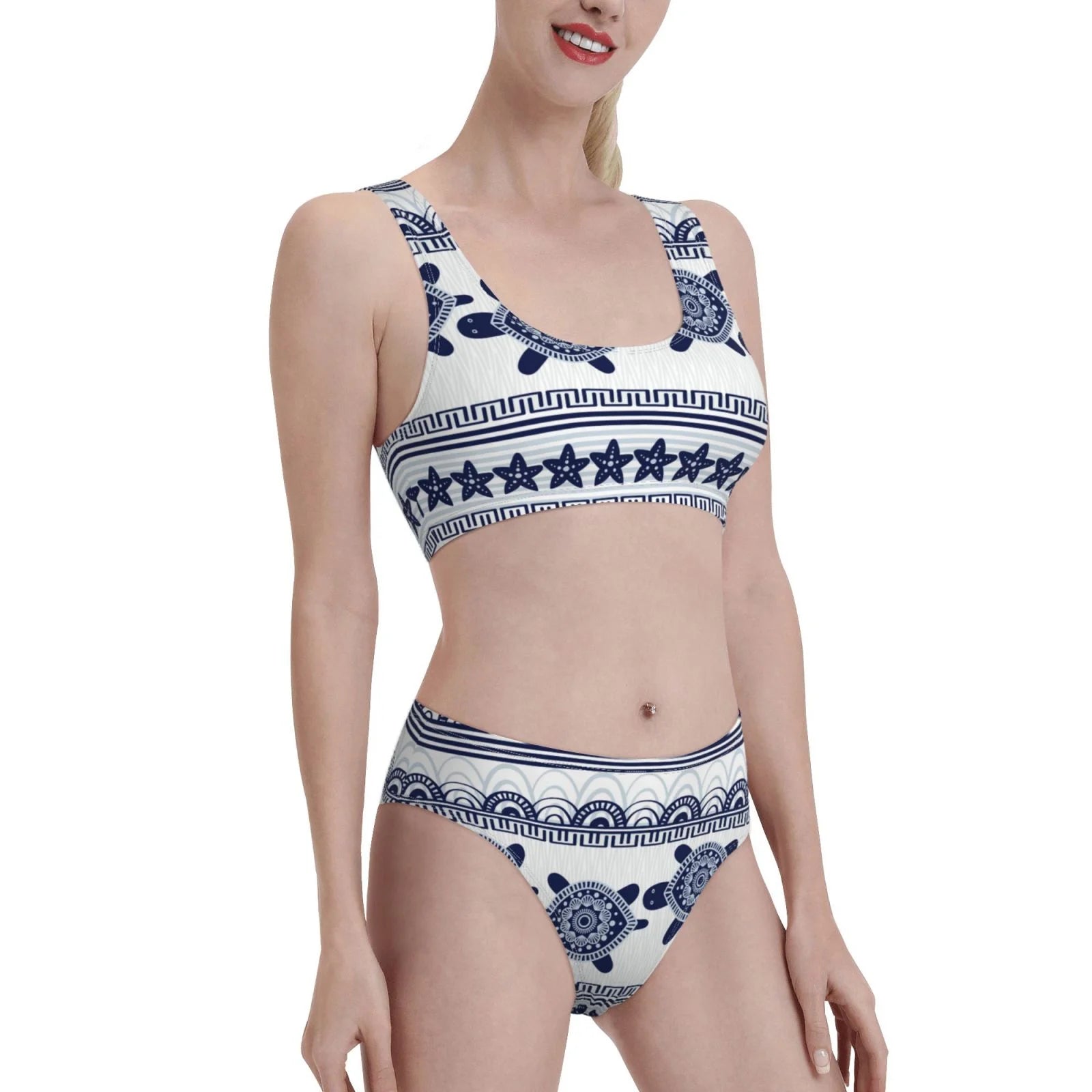High Waisted Bikini Sets with Removable Soft Chest Pad C363899