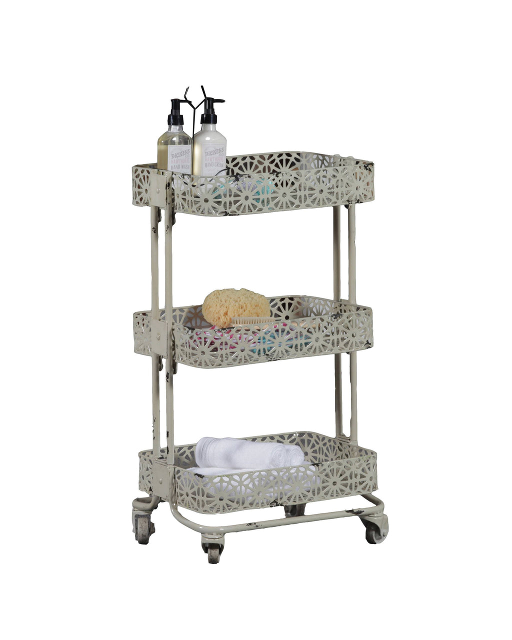 Cream Metal Three Tier Cart K86965