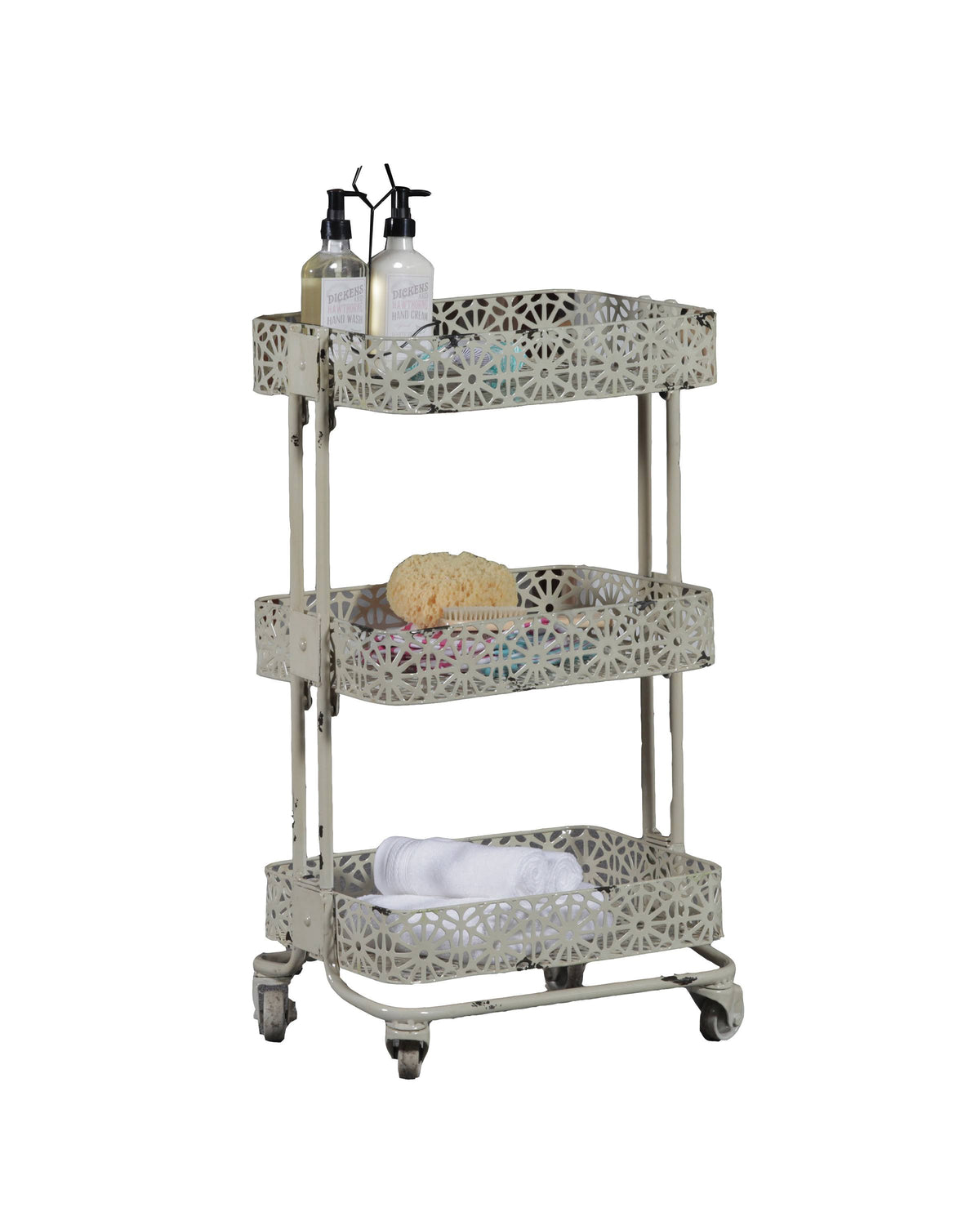 Cream Metal Three Tier Cart K86965