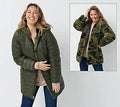 Reversible Faux Fur and Water Resistant Jacket, Size 3X, Olive/Camo H540756