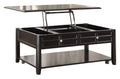 Espresso Lift Top Cocktail Table with Casters O348181