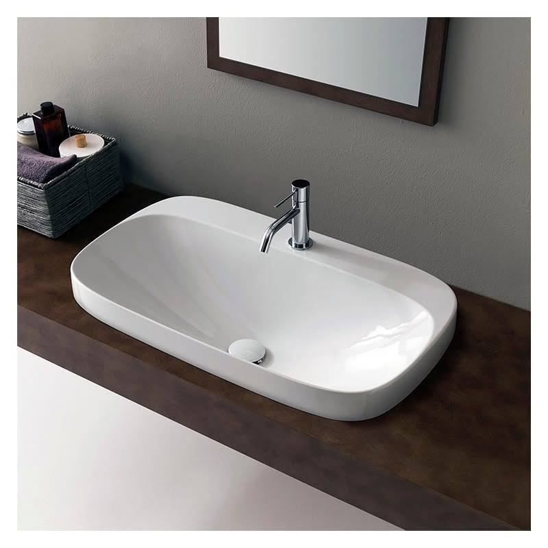 White Ceramic Oval Vessel Bathroom Sink Z640