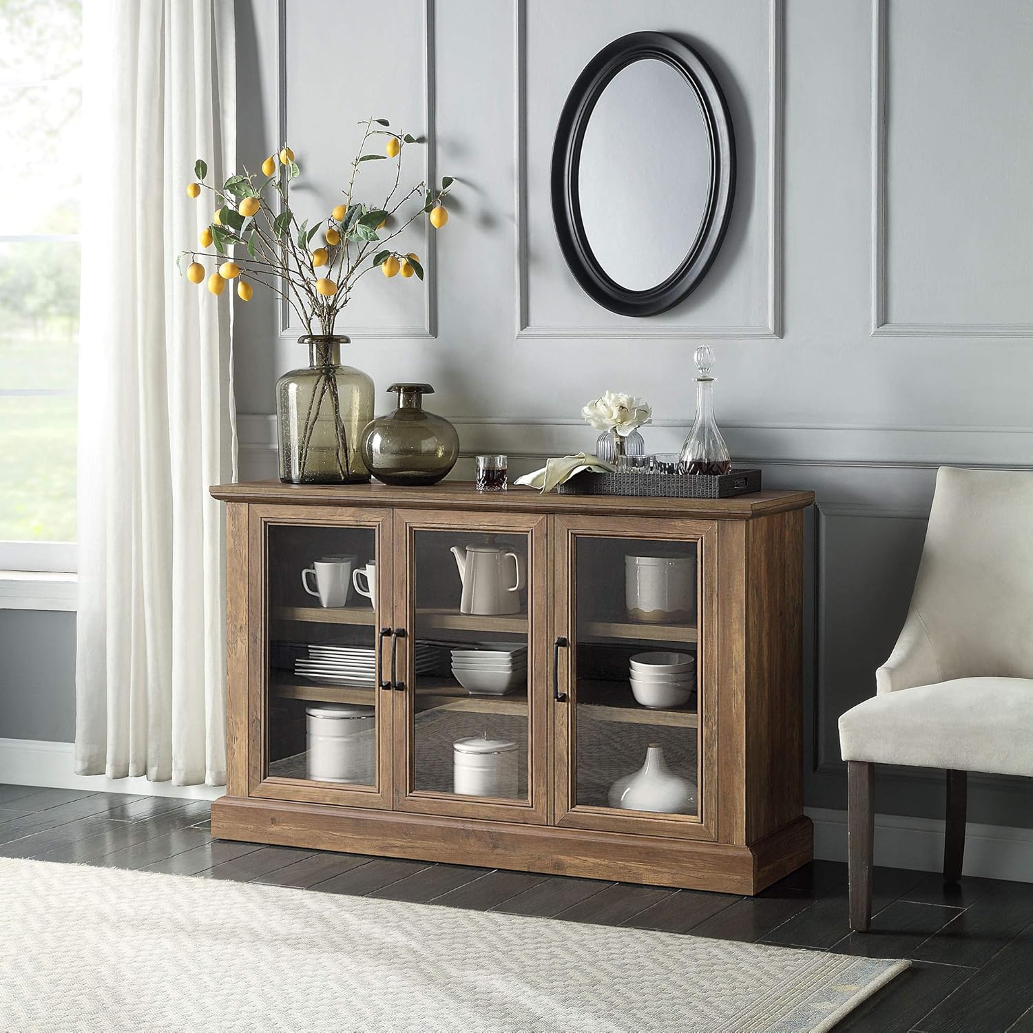 Rustic Gray Wood Sideboard with Storage Cabinet N612289