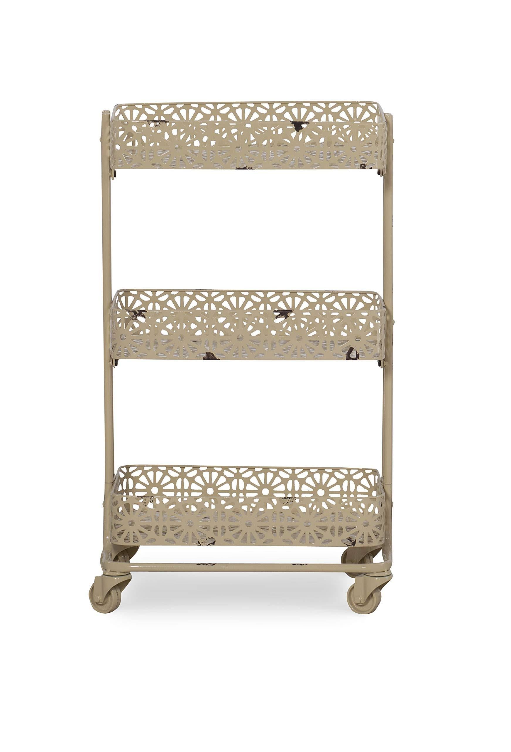 Cream Metal Three Tier Cart K86965