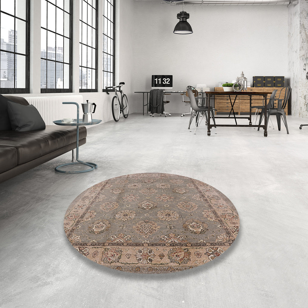 Dark Almond Brown Rectangle Oriental Area Rug F927289
